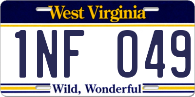 WV license plate 1NF049