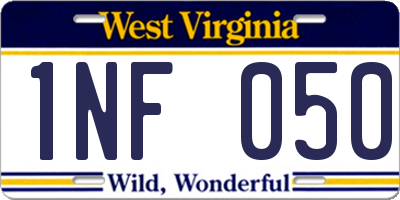 WV license plate 1NF050