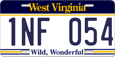WV license plate 1NF054