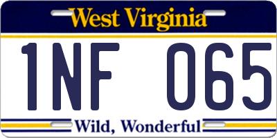 WV license plate 1NF065