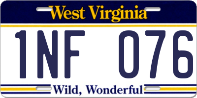 WV license plate 1NF076
