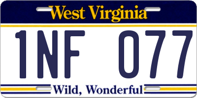 WV license plate 1NF077