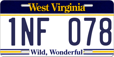 WV license plate 1NF078