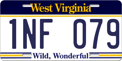 WV license plate 1NF079