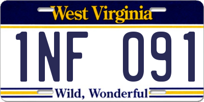 WV license plate 1NF091