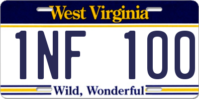 WV license plate 1NF100