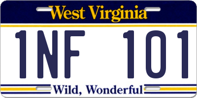 WV license plate 1NF101