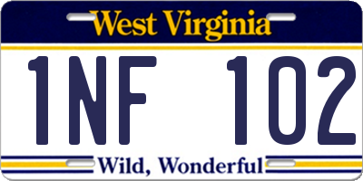 WV license plate 1NF102