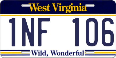 WV license plate 1NF106