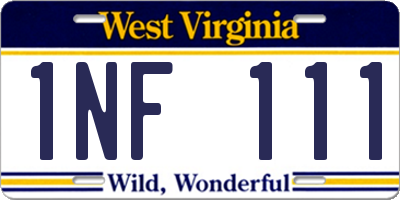 WV license plate 1NF111
