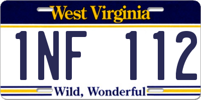 WV license plate 1NF112