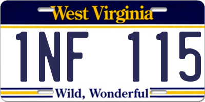 WV license plate 1NF115