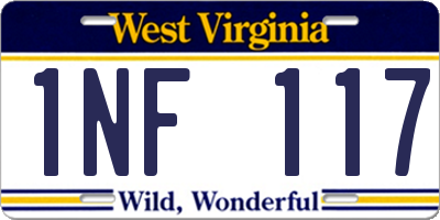 WV license plate 1NF117
