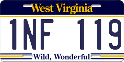 WV license plate 1NF119