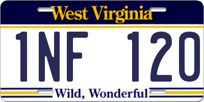 WV license plate 1NF120