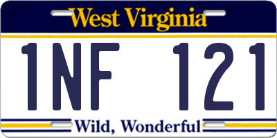 WV license plate 1NF121