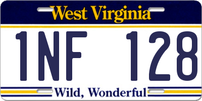 WV license plate 1NF128