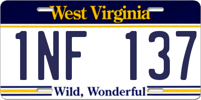 WV license plate 1NF137