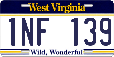 WV license plate 1NF139