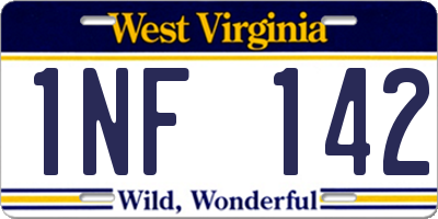WV license plate 1NF142