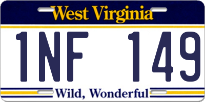 WV license plate 1NF149