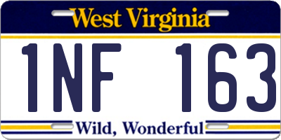 WV license plate 1NF163