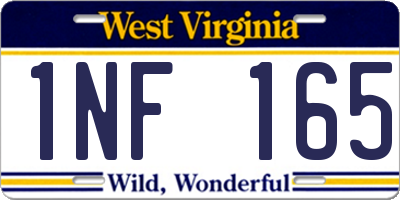 WV license plate 1NF165