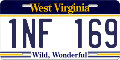 WV license plate 1NF169