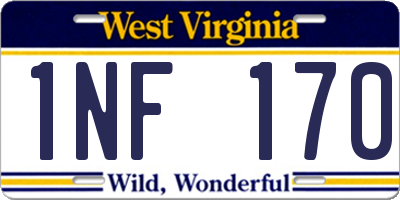 WV license plate 1NF170