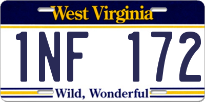 WV license plate 1NF172