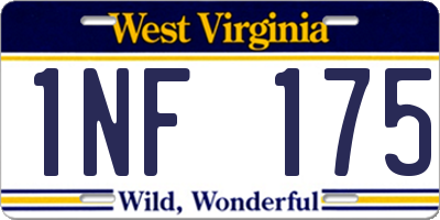 WV license plate 1NF175