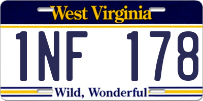 WV license plate 1NF178