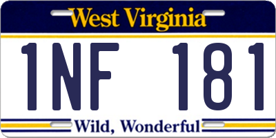 WV license plate 1NF181