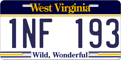 WV license plate 1NF193