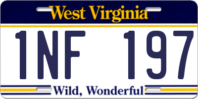 WV license plate 1NF197