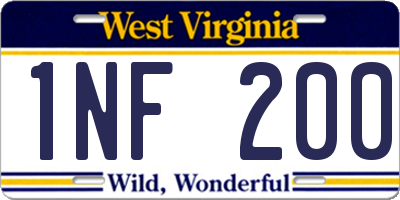 WV license plate 1NF200