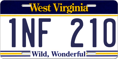WV license plate 1NF210