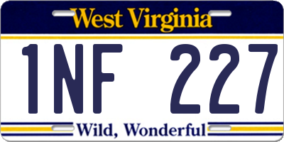 WV license plate 1NF227