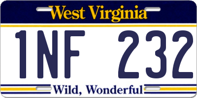 WV license plate 1NF232