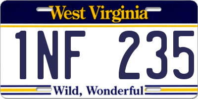 WV license plate 1NF235
