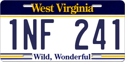 WV license plate 1NF241