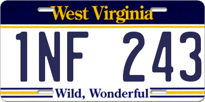 WV license plate 1NF243