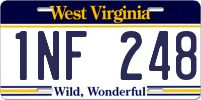 WV license plate 1NF248