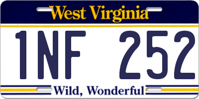 WV license plate 1NF252