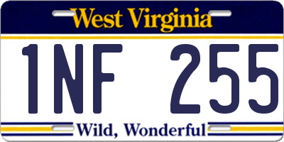 WV license plate 1NF255