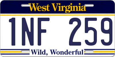 WV license plate 1NF259