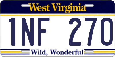 WV license plate 1NF270