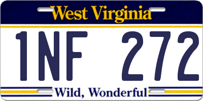 WV license plate 1NF272