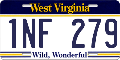 WV license plate 1NF279