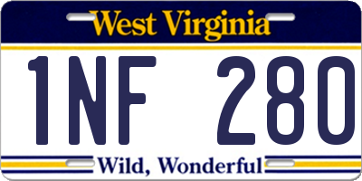 WV license plate 1NF280